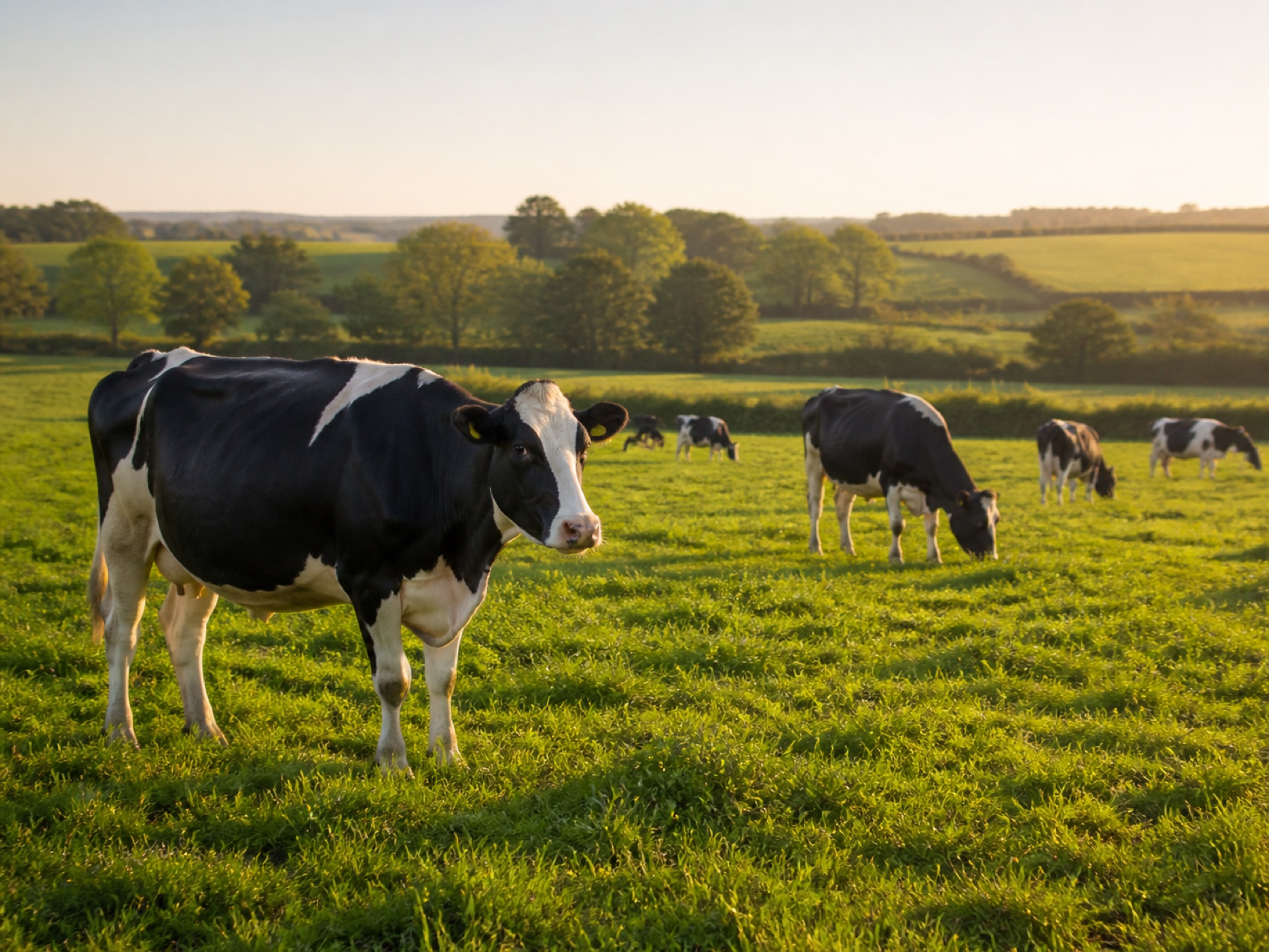 Vaches laitières en liberté dans une prairie